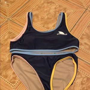Navy shark fin bikini